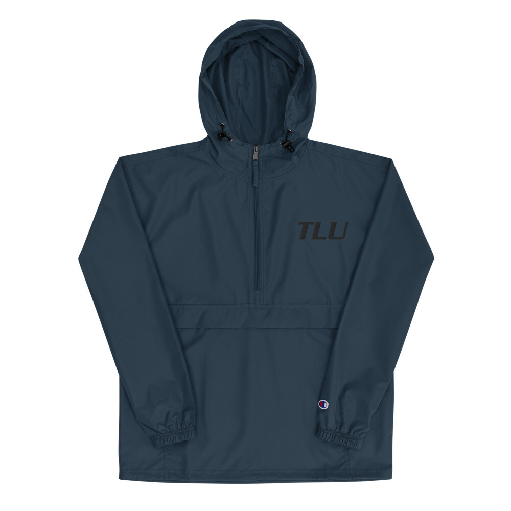 TLU Softball Black Embroidered Champion Packable Jacket, Color: Navy, Size: S