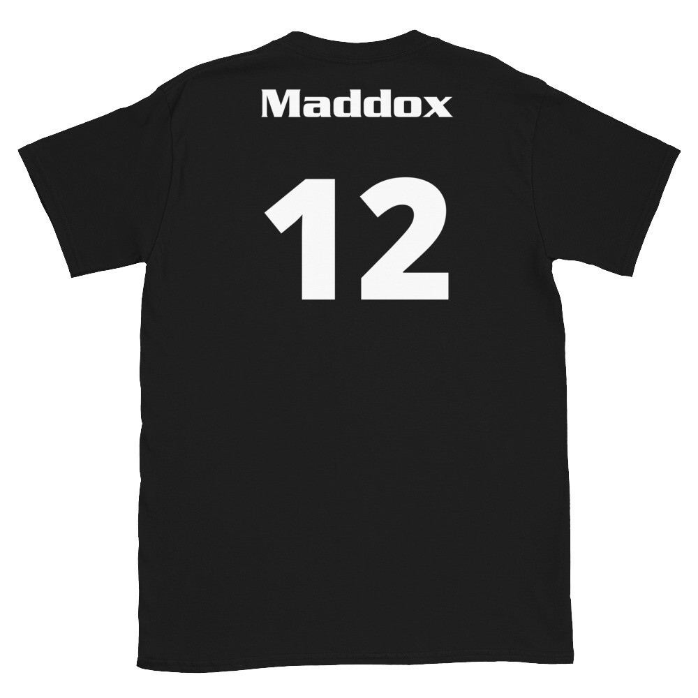 TLU Softball Number 12 Maddox Short-Sleeve Unisex T-Shirt, Color: Black, Size: S