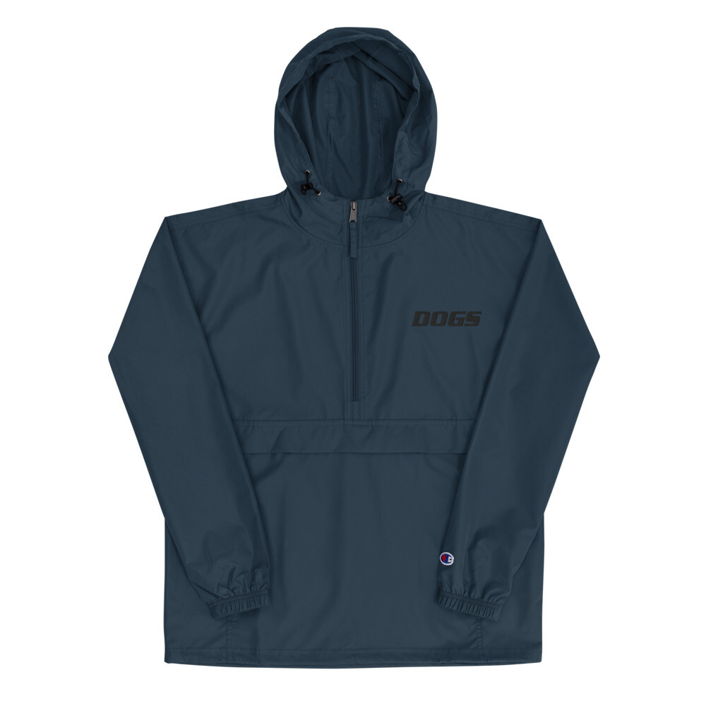 TLU Softball DOGS Black Embroidered Champion Packable Jacket, Color: Navy, Size: S