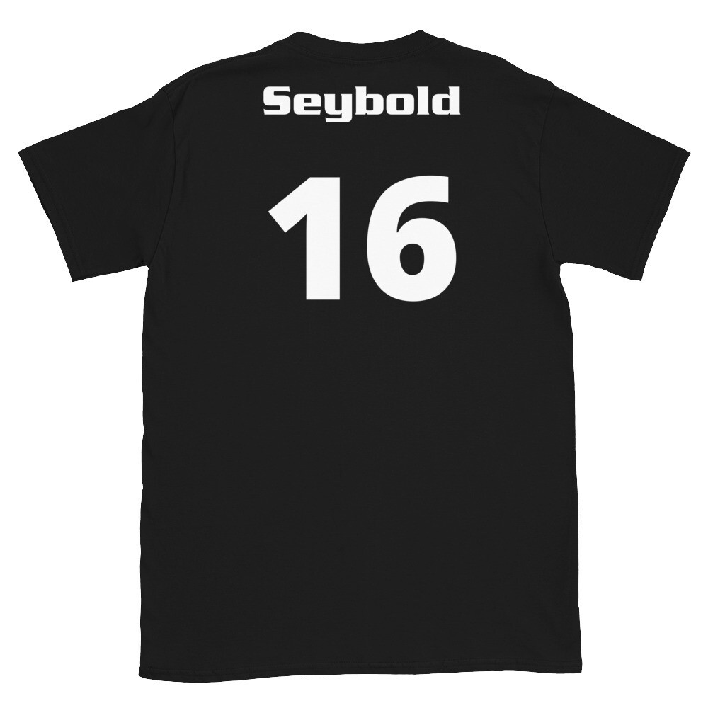 TLU Softball Number 16 Seybold Short-Sleeve Unisex T-Shirt, Color: Black, Size: S