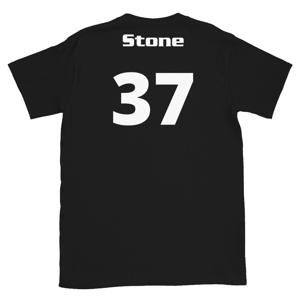 TLU Softball Number 37 Stone Short-Sleeve Unisex T-Shirt, Color: Black, Size: S