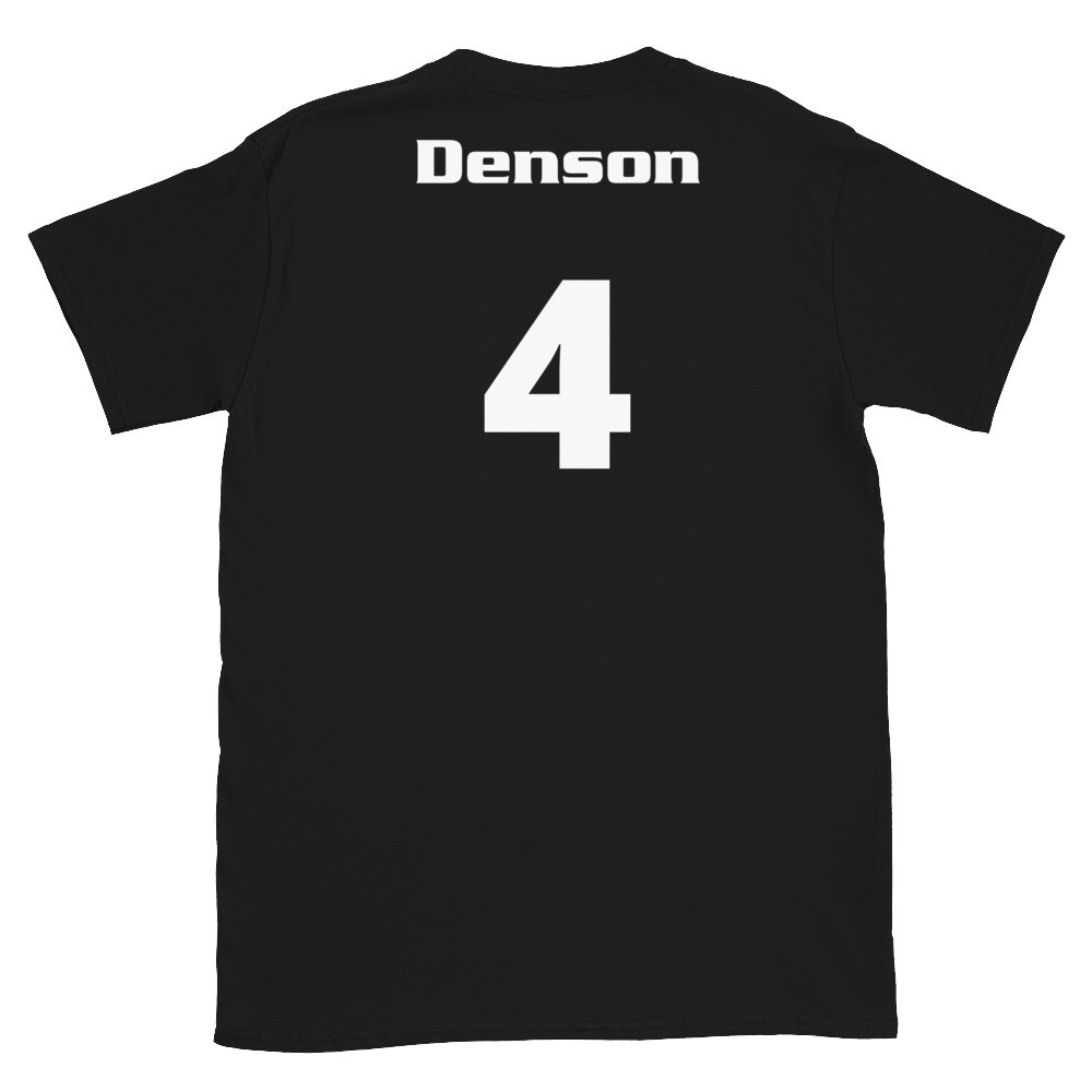 TLU Softball Number 4 Denson Short-Sleeve Unisex T-Shirt, Color: Black, Size: S