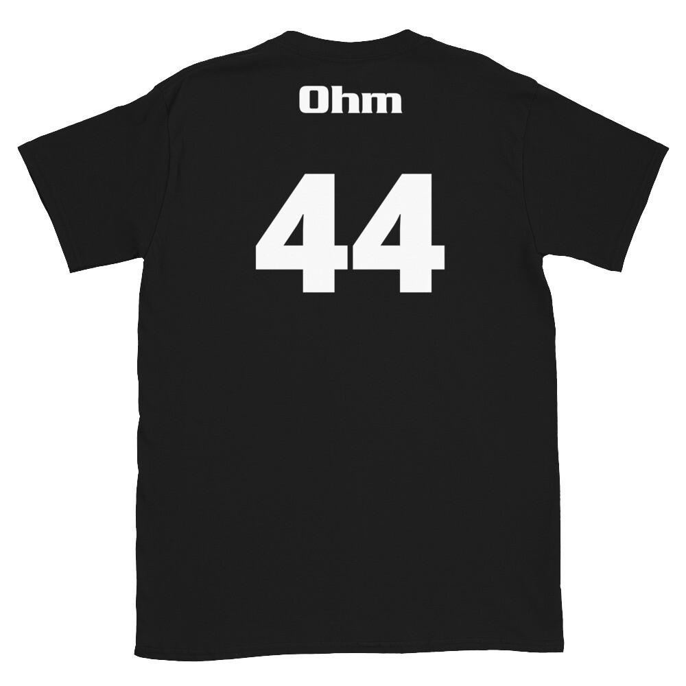 TLU Softball Number 44 Ohm Short-Sleeve Unisex T-Shirt, Color: Black, Size: S