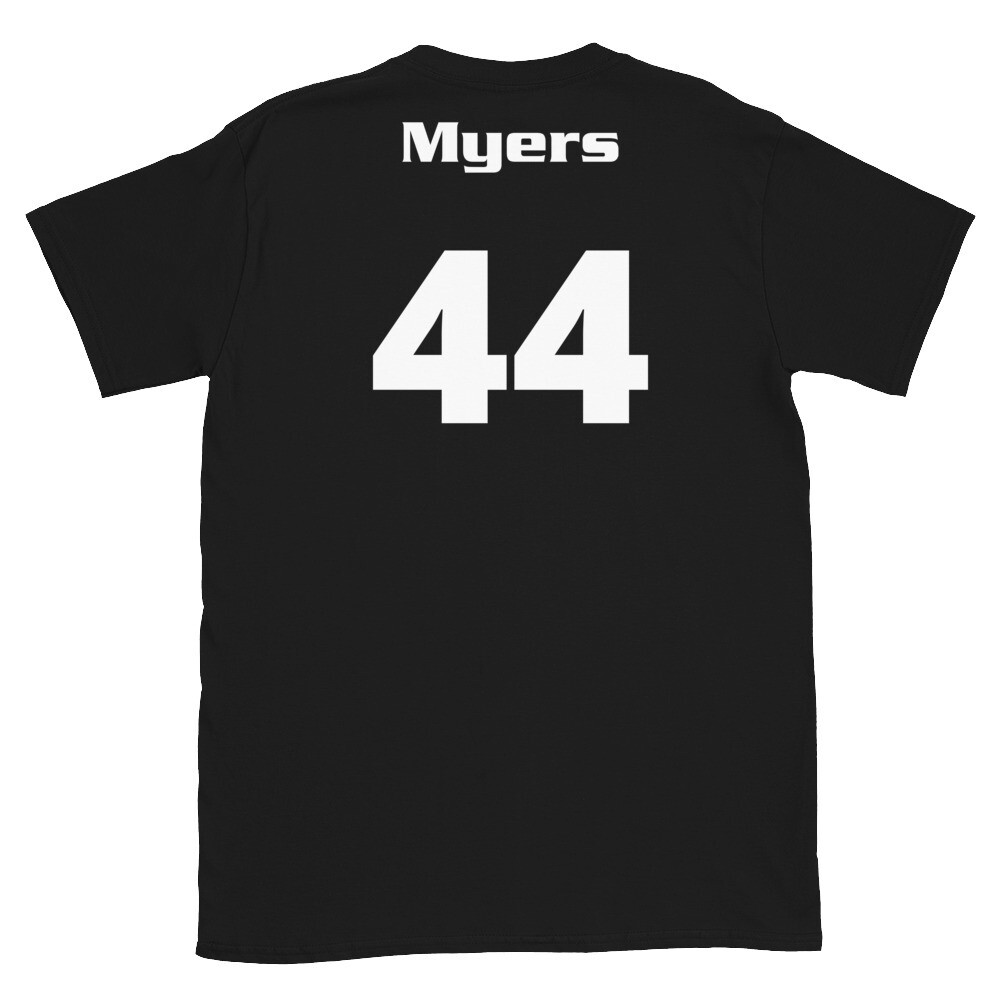 TLU Softball Number 44 Myers Short-Sleeve Unisex T-Shirt, Color: Black, Size: S
