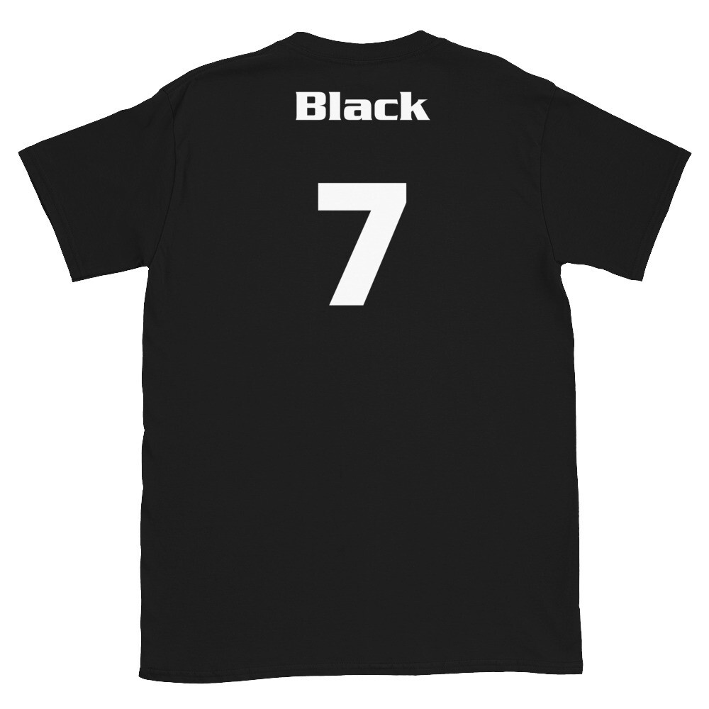 TLU Softball Number 7 Black Short-Sleeve Unisex T-Shirt, Color: Black, Size: S