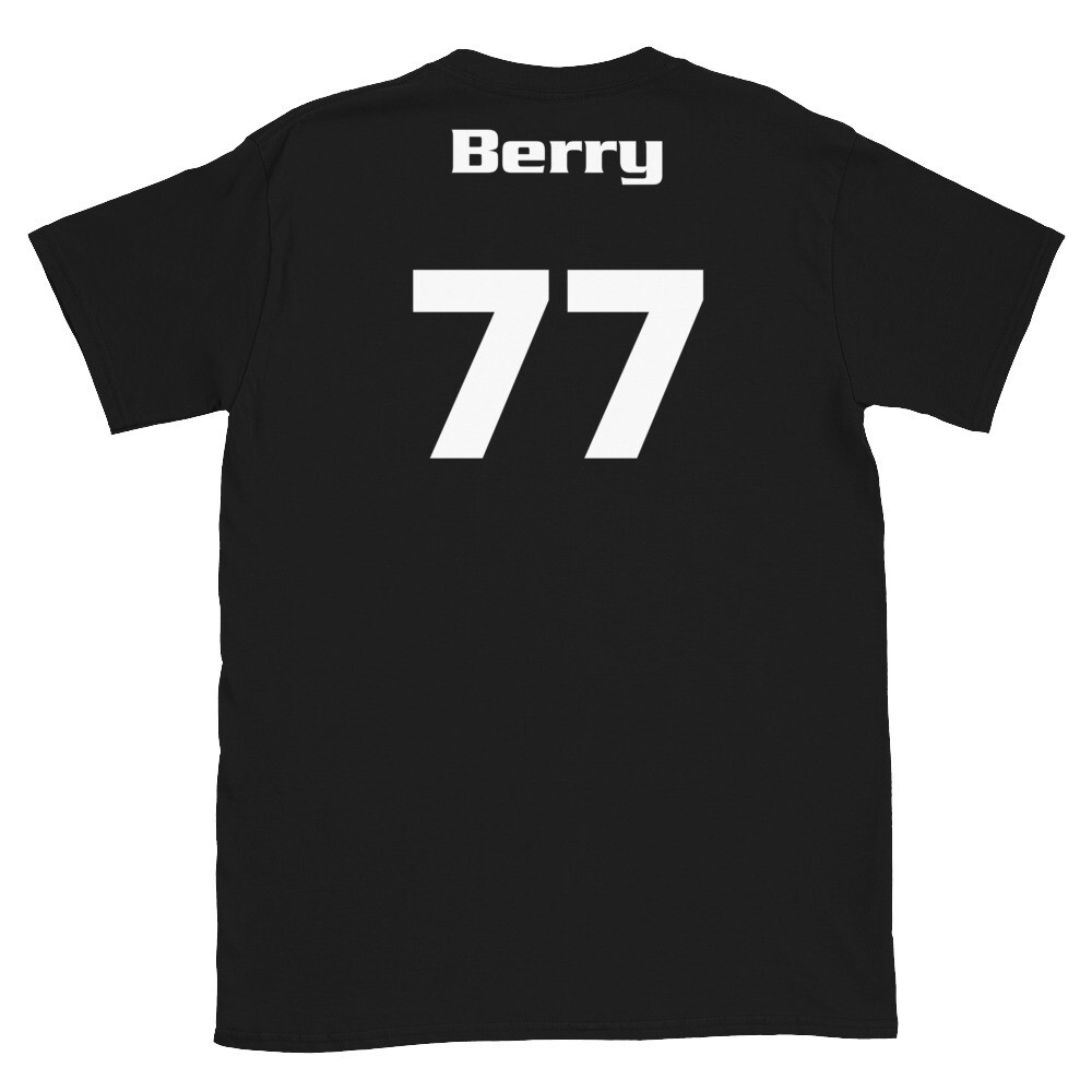 TLU Softball Number 77 Berry Short-Sleeve Unisex T-Shirt, Color: Black, Size: S