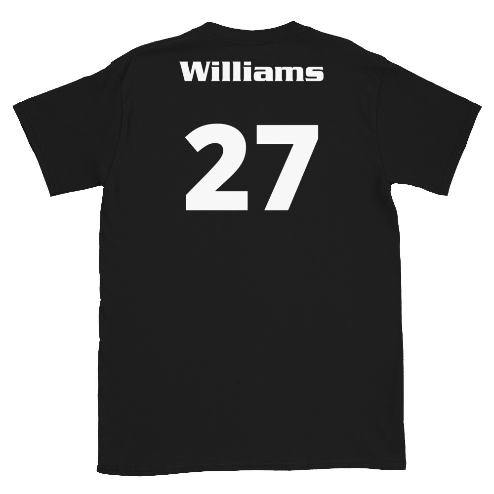 TLU Softball Number 27 Williams Short-Sleeve Unisex T-Shirt, Color: Black, Size: S
