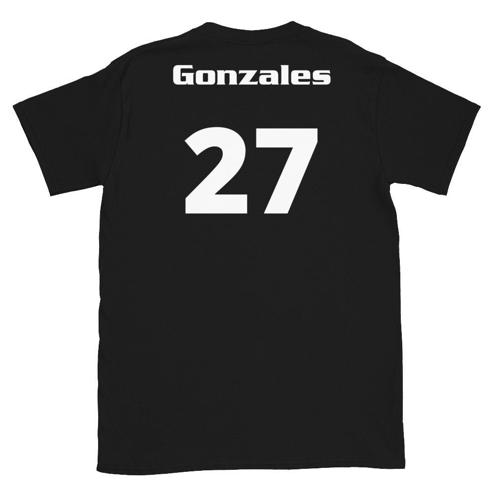 TLU Softball Number 27 Gonzales Short-Sleeve Unisex T-Shirt, Color: Black, Size: S