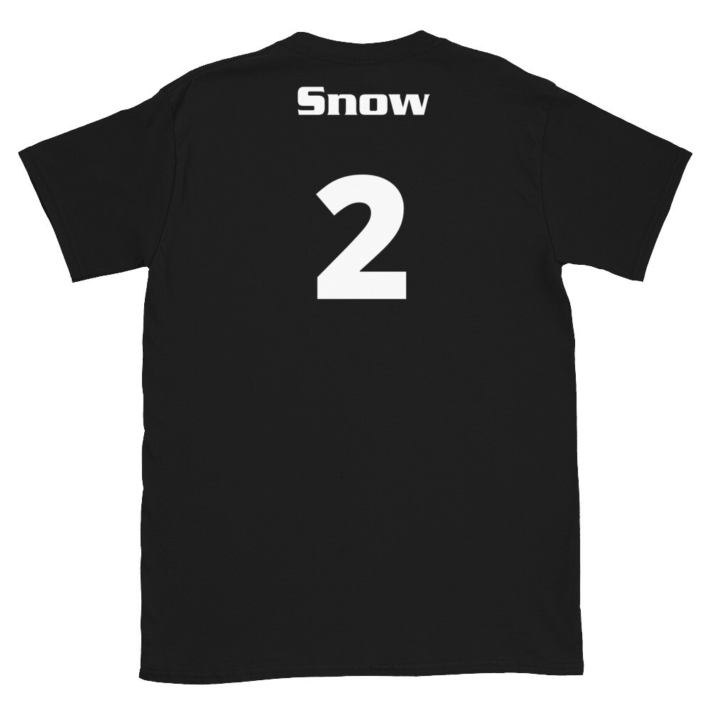 TLU Softball Number 2 Snow Short-Sleeve Unisex T-Shirt, Color: Black, Size: S