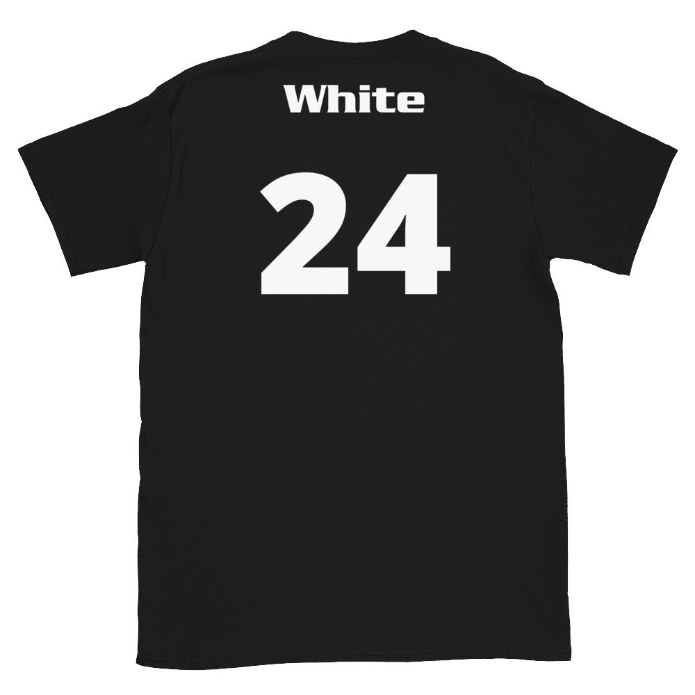 TLU Softball Number 24 White Short-Sleeve Unisex T-Shirt, Color: Black, Size: S