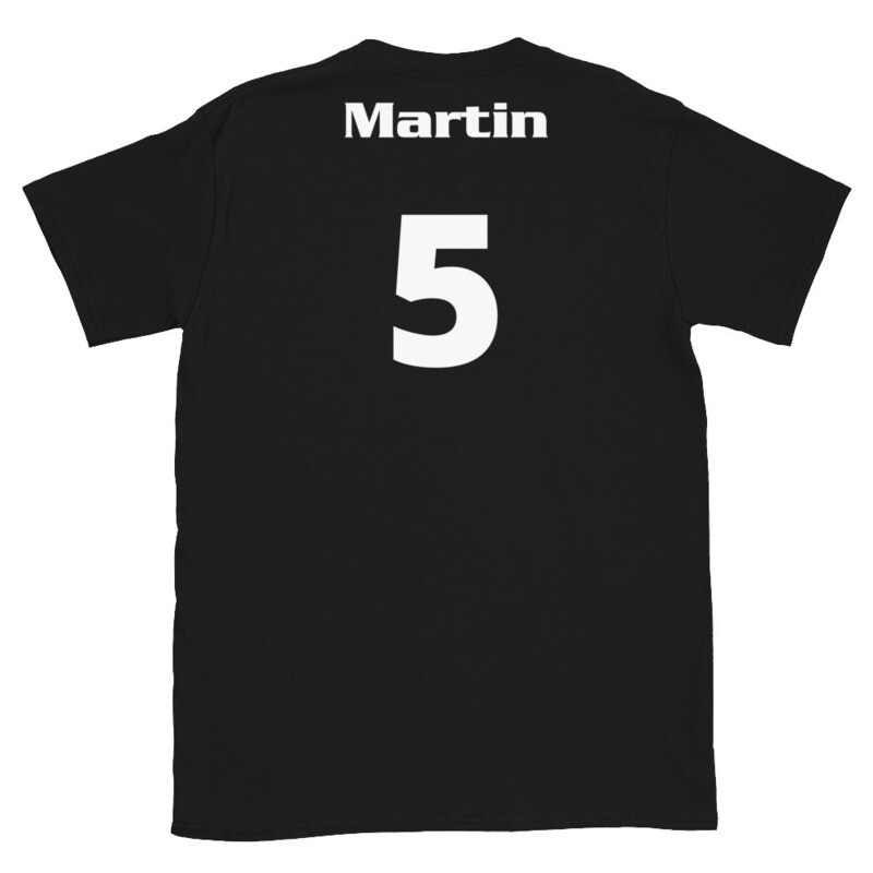 TLU Softball Number 5 Martin Short-Sleeve Unisex T-Shirt, Color: Black, Size: S