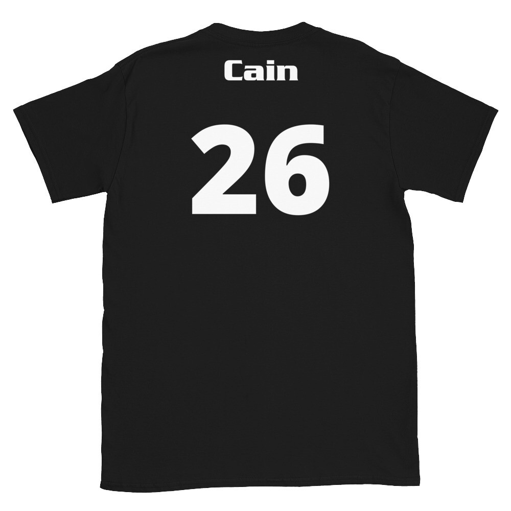TLU Softball Number 26 Cain Short-Sleeve Unisex T-Shirt, Color: Black, Size: S