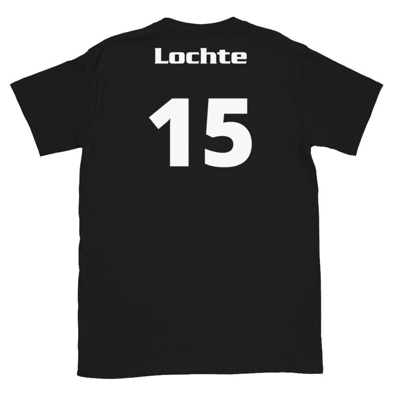 TLU Softball Number 15 Lochte Short-Sleeve Unisex T-Shirt, Color: Black, Size: S