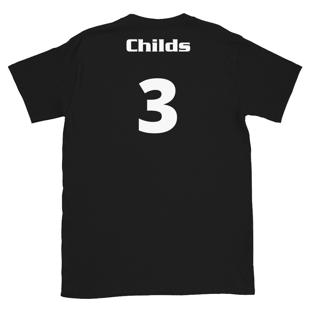 TLU Softball Number 3 Childs Short-Sleeve Unisex T-Shirt, Color: Black, Size: S