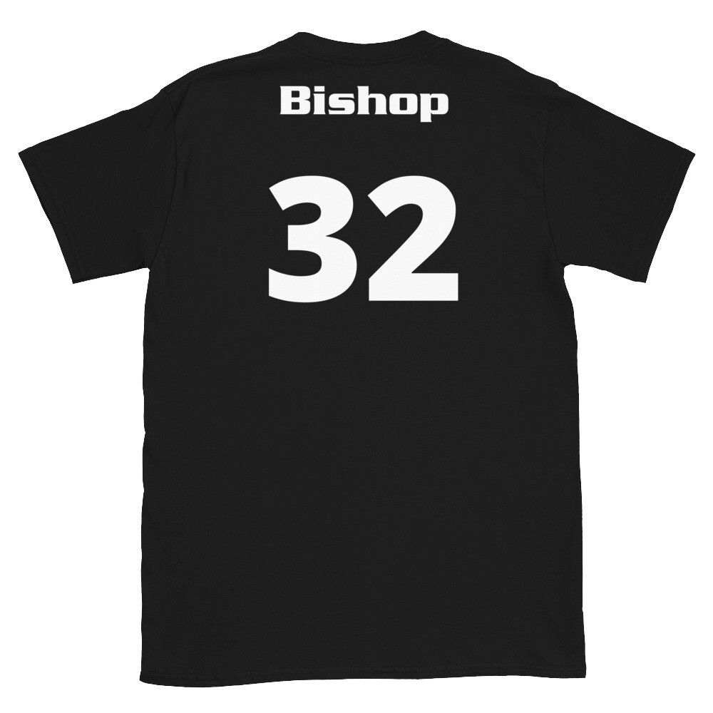 TLU Softball Number 32 Bishop Short-Sleeve Unisex T-Shirt, Color: Black, Size: S