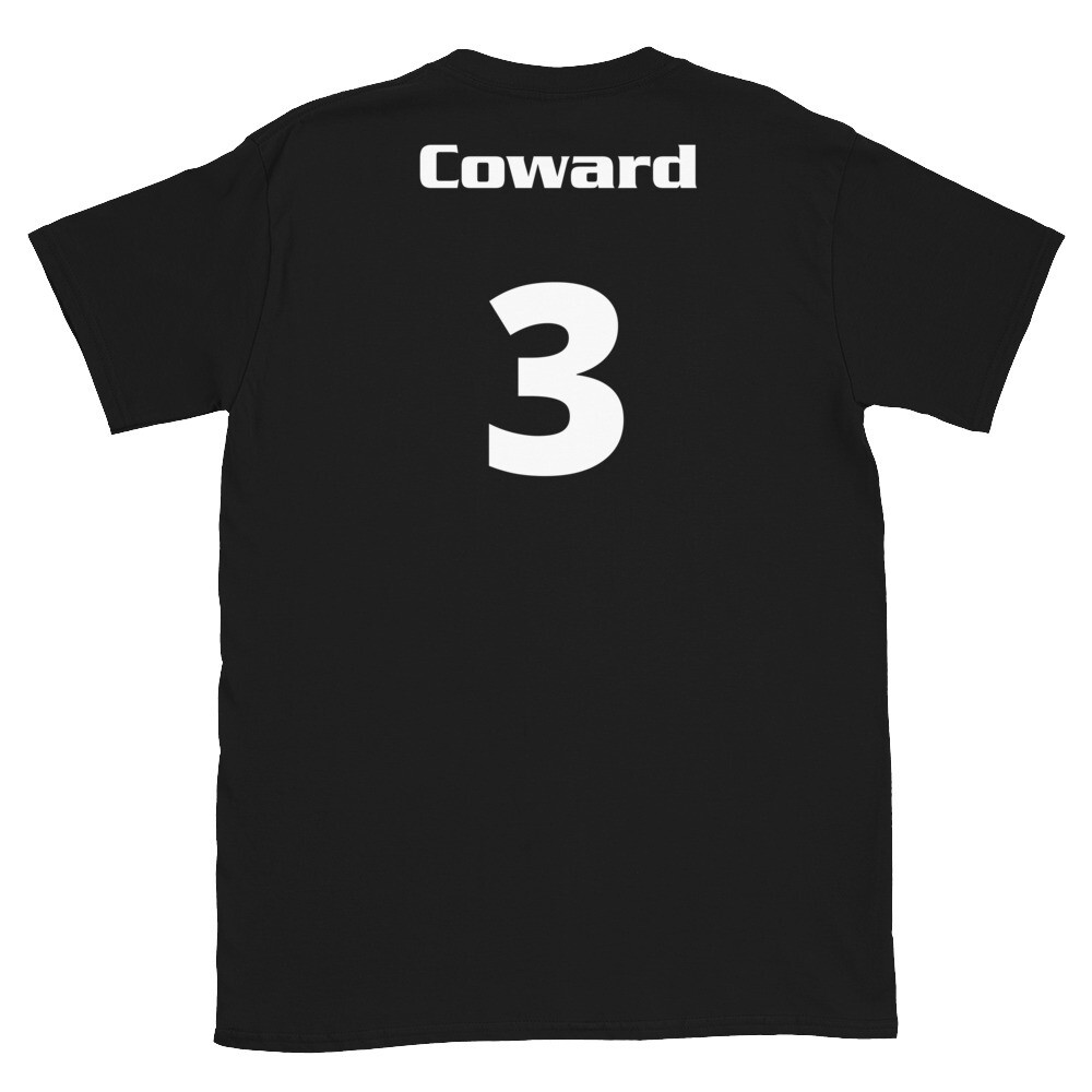 TLU Softball Number 3 Coward Short-Sleeve Unisex T-Shirt, Color: Black, Size: S