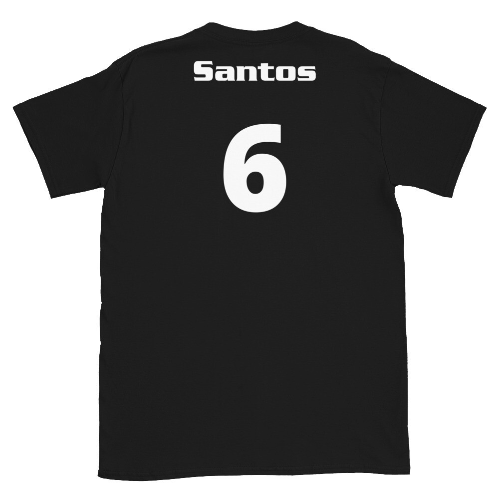 TLU Softball Number 6 Santos Short-Sleeve Unisex T-Shirt, Color: Black, Size: S