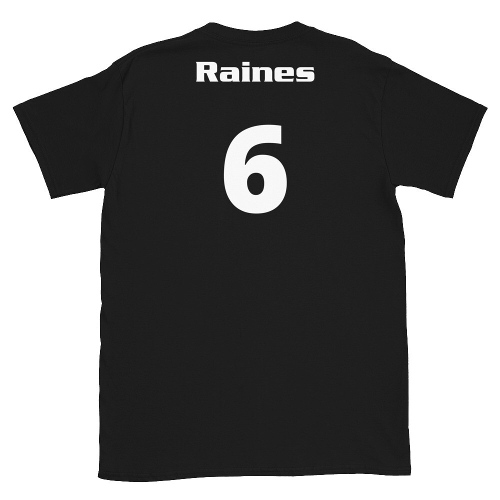 TLU Softball Number 6 Raines Short-Sleeve Unisex T-Shirt, Color: Black, Size: S