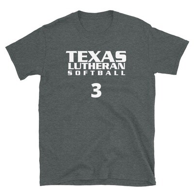 TLU Softball Number 3 Short-Sleeve Unisex T-Shirt