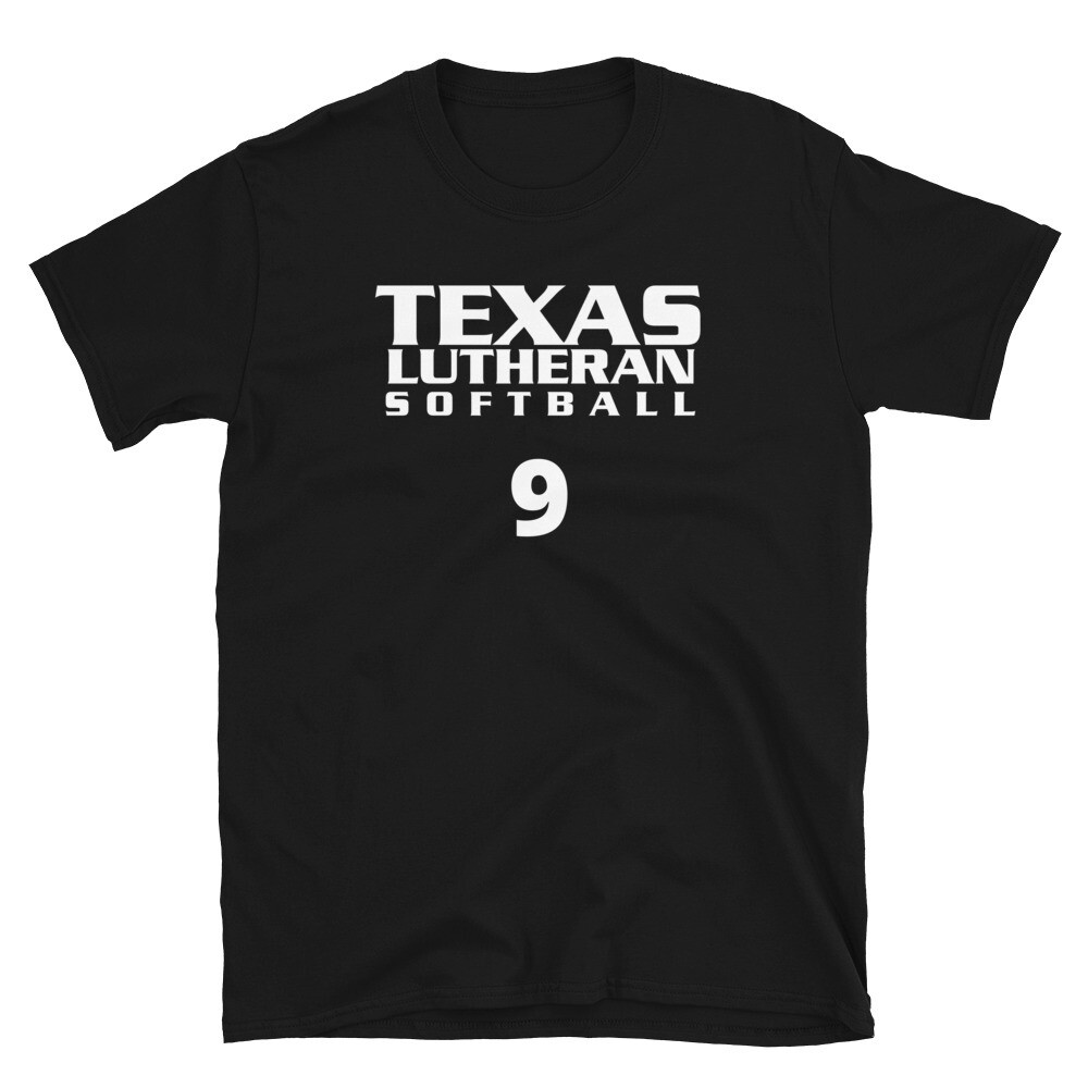TLU Softball Number 9 Short-Sleeve Unisex T-Shirt, Color: Black, Size: S