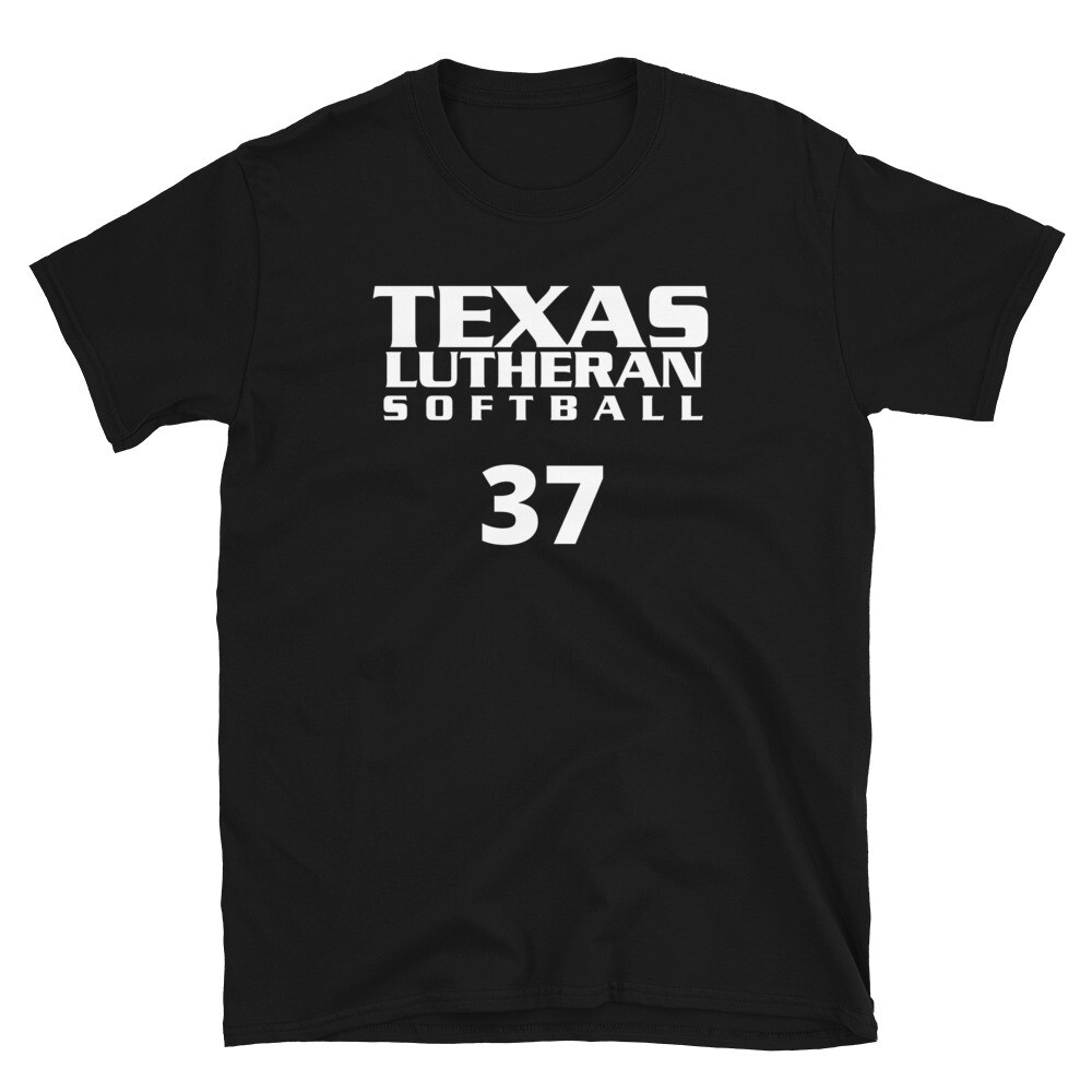 TLU Softball Number 37 Short-Sleeve Unisex T-Shirt, Color: Black, Size: S