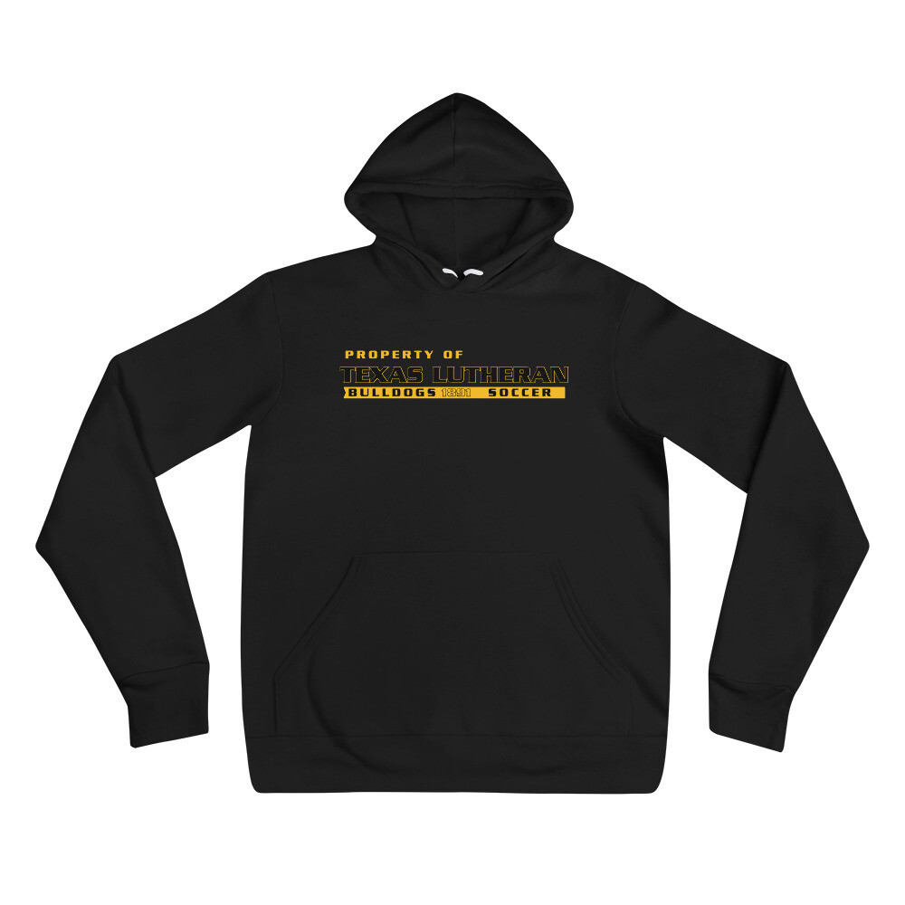 Unisex hoodie - TLU Athletics Property of Soccer, Color: Black, Size: S