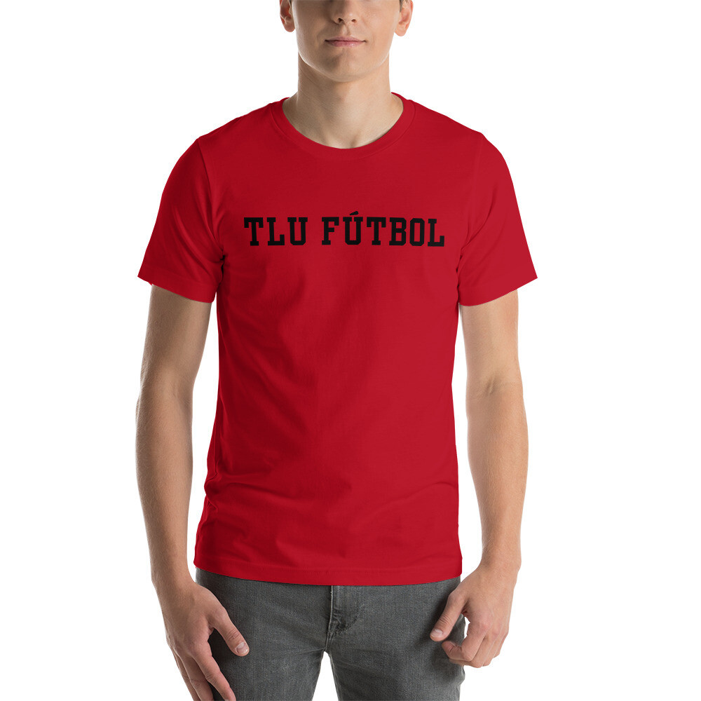 TLU Soccer | Fútbol Black Short-Sleeve Unisex T-Shirt, Color: Red, Size: S