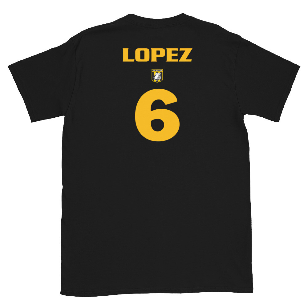 MSOC Number 6 Lopez Short-Sleeve Unisex T-Shirt, Color: Black, Size: S
