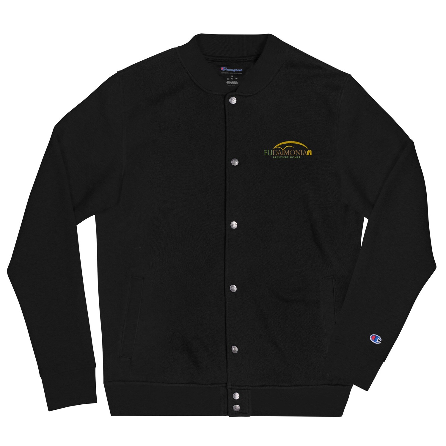 ERH Embroidered Champion Bomber Jacket, Color: Black, Size: S