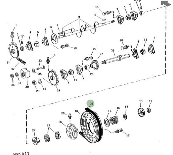Correa sinfín de granzas inferior