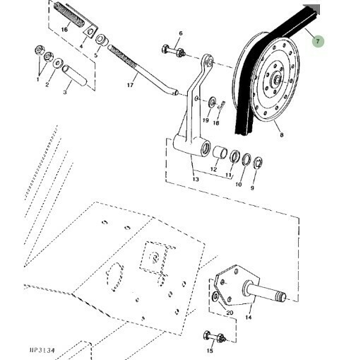 Correa sinfín de granzas inferior
