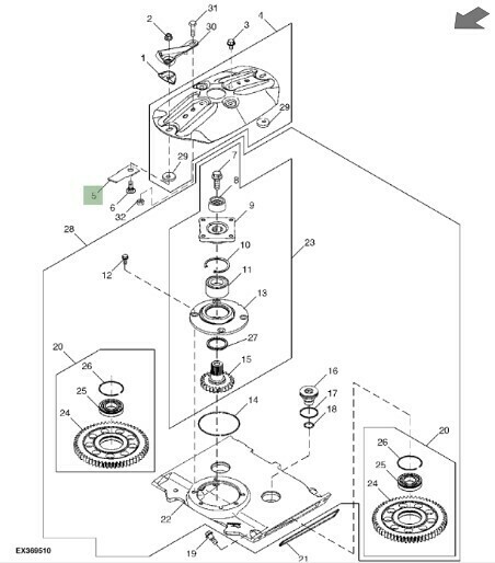 Cuchilla de segadora derecha (sentido horario) (ex)