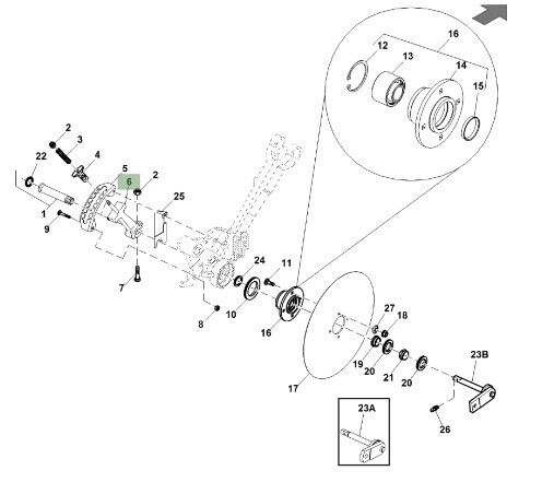 Brazo derecho control de profundidad