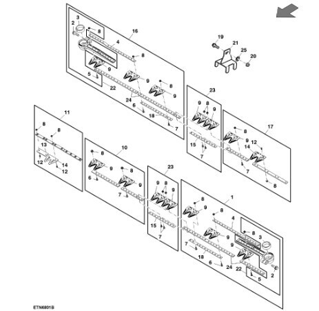 Juego racores. Kit reparación de cuchilla corte doble 4" (ex)