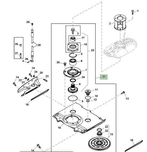 Modulo barra de corte derecha de segadora