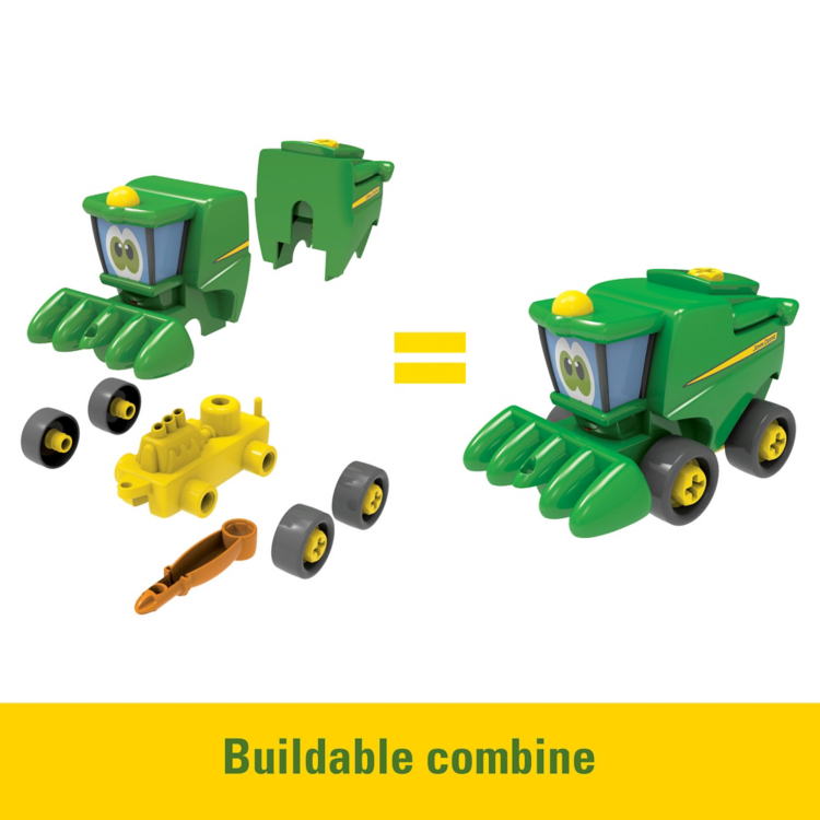 John Deere Build-a-Buddy - Corey Cosechadora con, granero, valla, cerdo, caballo y destornillador. John Deere Build-a-Buddy - Corey Cosechadora con, granero, valla, cerdo, caballo y destornillador.