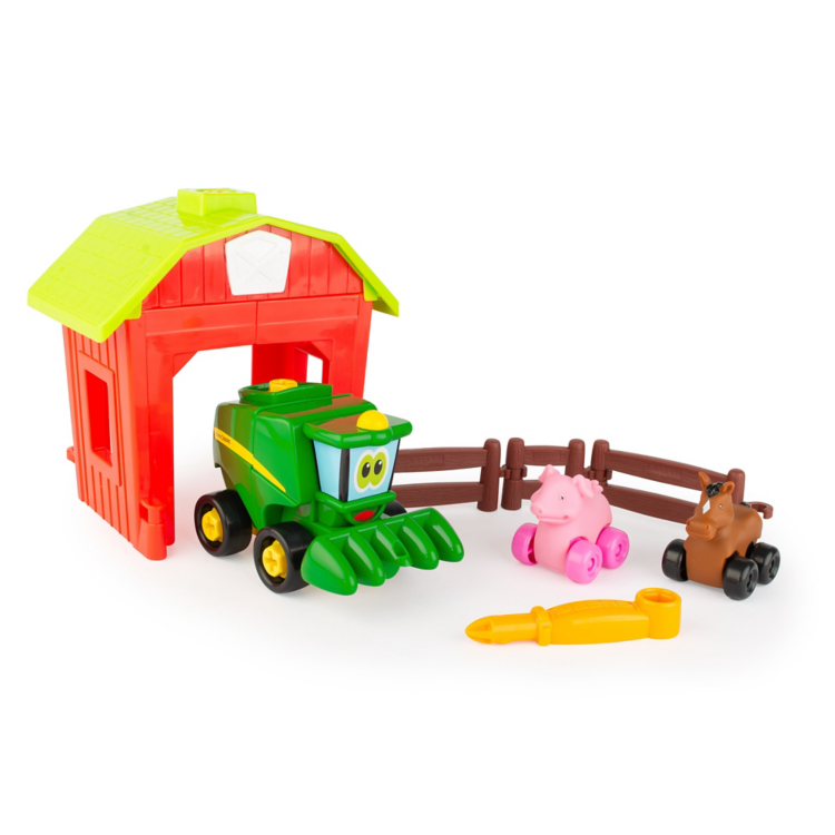 John Deere Build-a-Buddy - Corey Cosechadora con, granero, valla, cerdo, caballo y destornillador. John Deere Build-a-Buddy - Corey Cosechadora con, granero, valla, cerdo, caballo y destornillador.