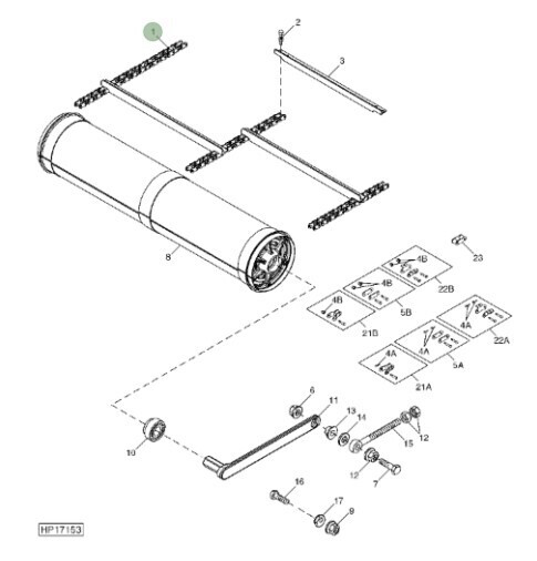 Cadena de eslabones completa de alimentador. Acarreador