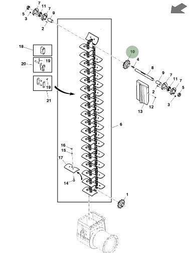 Engranaje eje superior de grano limpio
