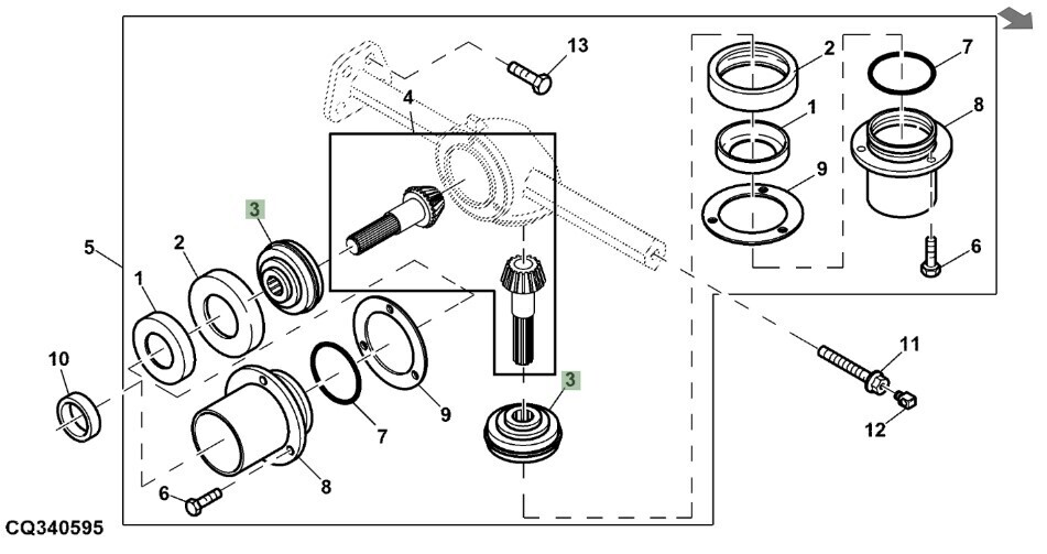Rodamiento caja de mando sinfín descarga horizontal