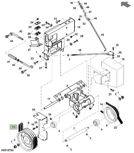 Correa, contraeje, batidor de descarga y picador