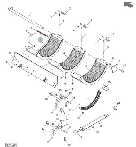Cóncavo, delantero (alto desgaste, grano pequeño)