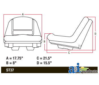 Asiento, tractor de jardín, respaldo alto
