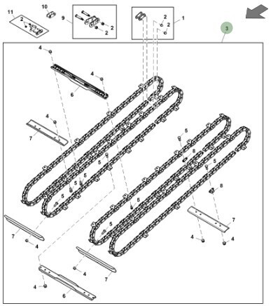 Cadena de rodillos del alimentador, 4 líneas