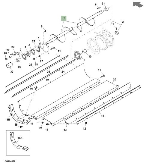 Sinfín de granzas inferior