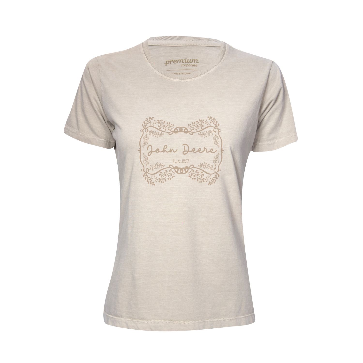 Remera John Deere de mujer blanca naturaleza