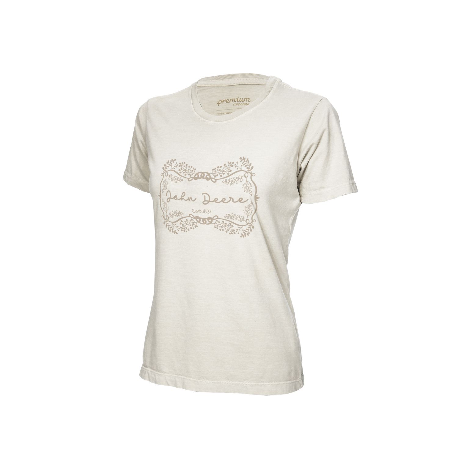 Remera John Deere de mujer blanca naturaleza