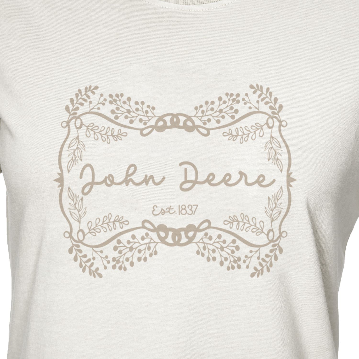 Remera John Deere de mujer blanca naturaleza