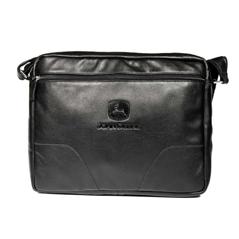 Bolso Morral John Deere De Cuero Negro