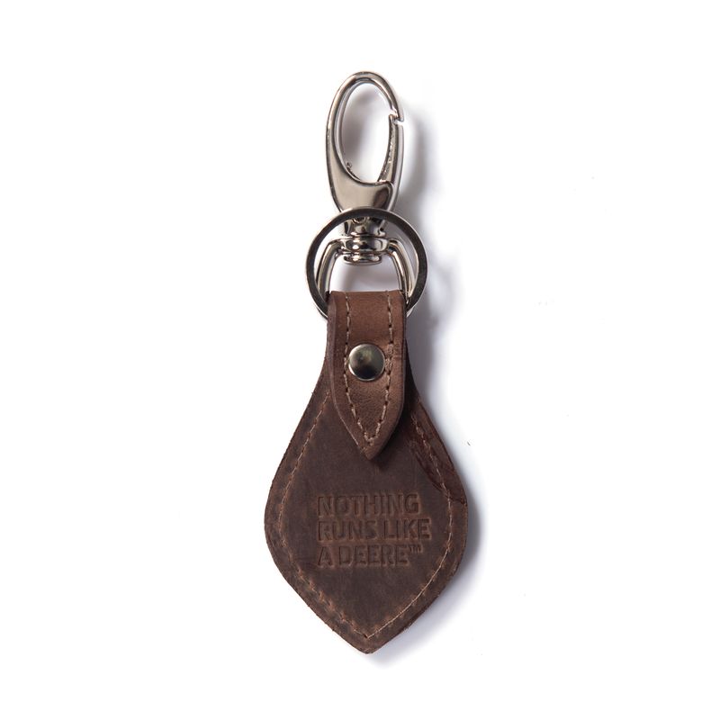 Llavero John Deere De Cuero Marron Oscuro